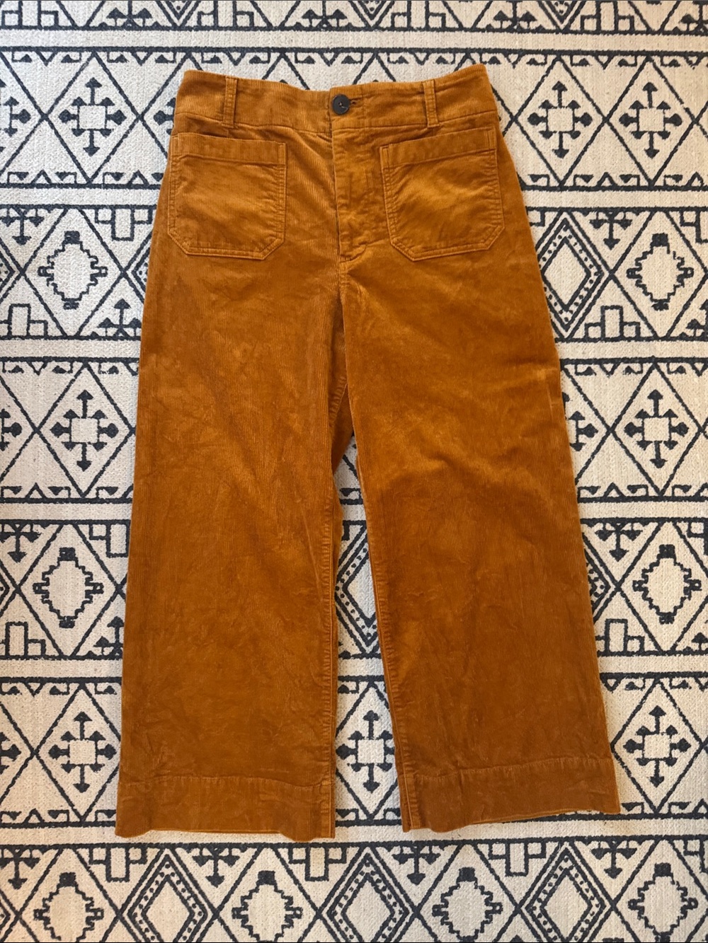 Maeve Anthropologie Corduroy Wide-Leg Trousers - Rust Orange